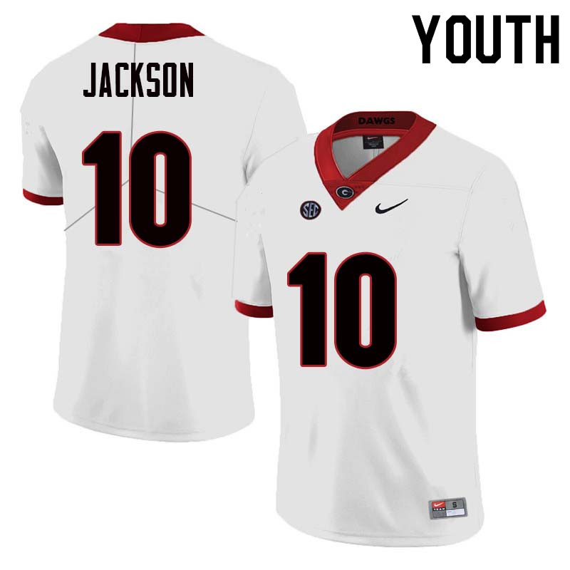 Georgia Bulldogs Youth Kearis Jackson #10 White Stitched College UGA Football Jersey 23BM013LE